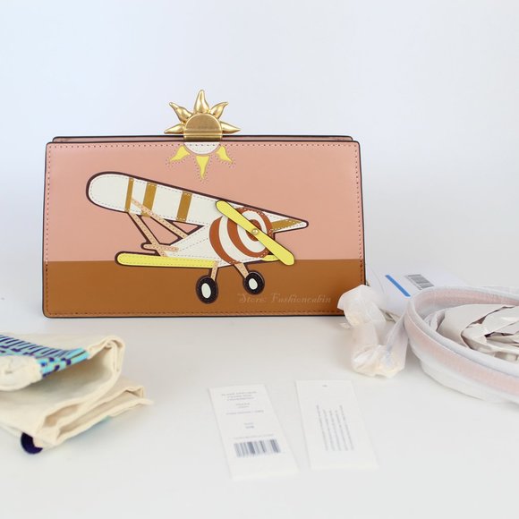 NWT TORY BURCH Frame Plane-appliqué Leather Crossbody Bag